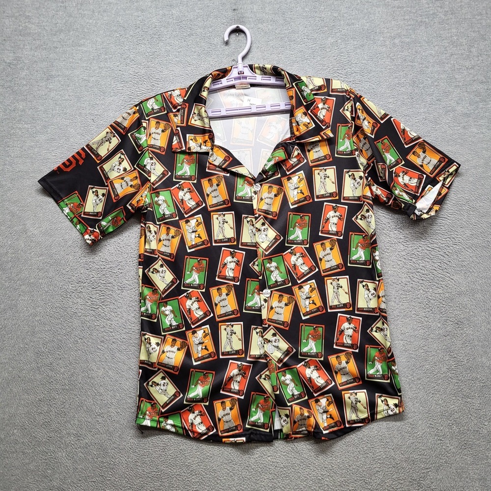 San Francisco Giants Men Button Up Shirt M Black Graphic Print